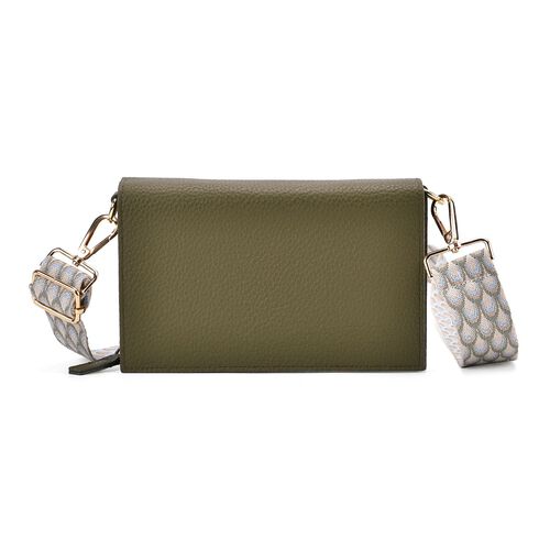 Crossbody-Tasche mit Überschlag, Gliederriemen und RFID-Schutz, 20x4x14 cm, Grün image number 0