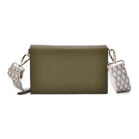 Crossbody-Tasche mit Überschlag und modischem Gliederriemen, RFID-Schutz, ca. 20x4x14 cm
, Grün