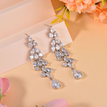 Wei&szlig;er Zirkonia Ohrringe Reines Messing