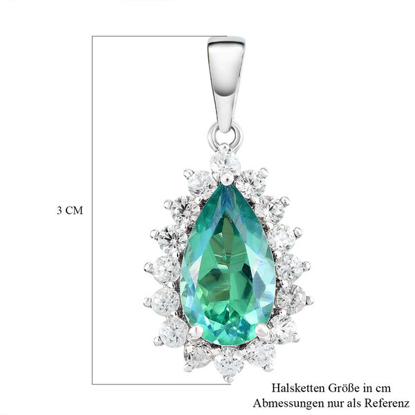 Pfau Triplett Quarz und Zirkon-Halo-Anh&auml;nger in Silber, 5,22 ct. image number 6