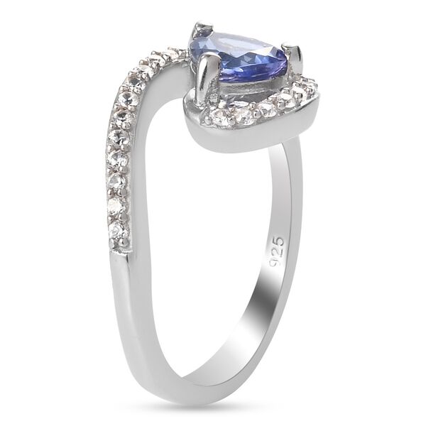 Tansanit und Zirkon Halo Ring 925 Silber Platin-&Uuml;berzug image number 5