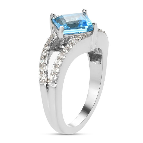Schweizer Blautopas und Zirkon Ring 925 Silber platiniert  ca. 2,54 ct image number 5