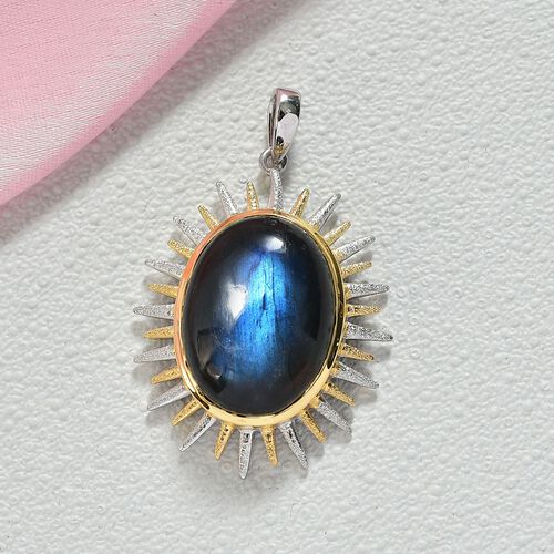 D'Joy AAA Labradorit Anhänger 925 Silber platiniert und vergoldet ca. 16,23 ct. image number 1