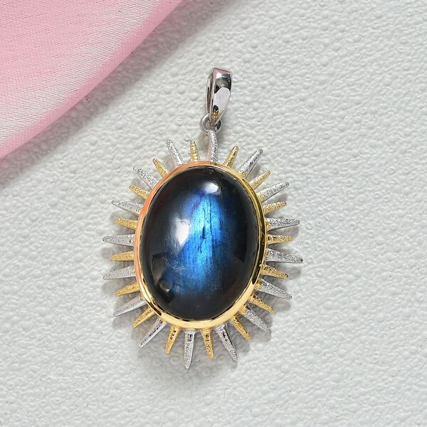 D'Joy AAA Labradorit Anh&auml;nger 925 Silber platiniert und vergoldet ca. 16.23 ct image number 2