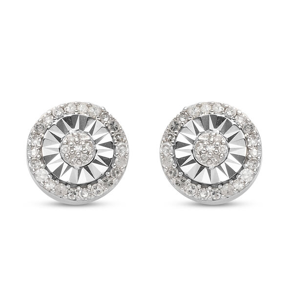 Diamant Halo-Ohrstecker in Silber