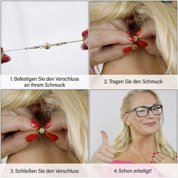 TOUCH und LOCK 3er-Set- Zirkonia Magnetverschluss in vergoldetem Silber image number 4