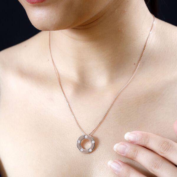 Wei&szlig;er Diamant P Anh&auml;nger 925 Silber Ros&eacute;gold Vermeil ca. image number 3