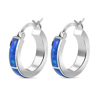 Simulierte blaue Opal Creolen