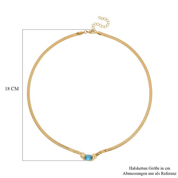 2-teiliges Schmuckset, Halskette und Armband mit Blauer Kristallen, Edelstahl goldfarben image number 6