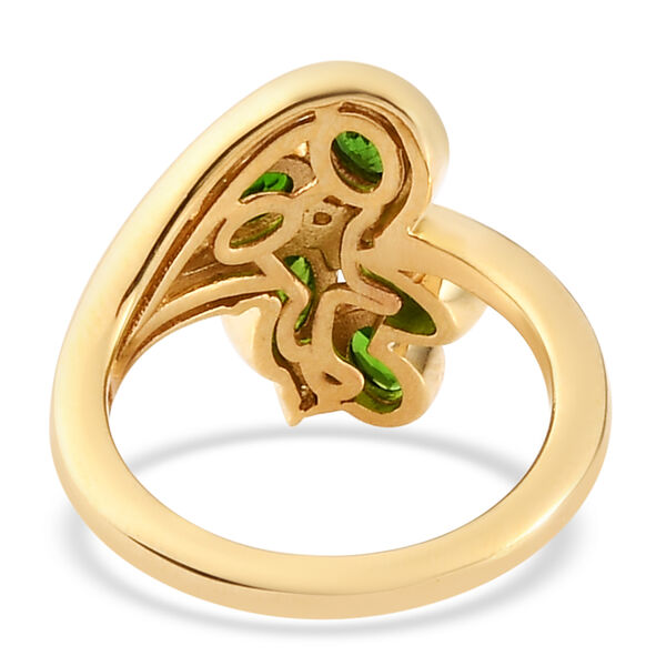 Nat&uuml;rlicher Chromdiopsid und Zirkon Ring 925 Silber vergoldet  ca. 1,20 ct image number 6