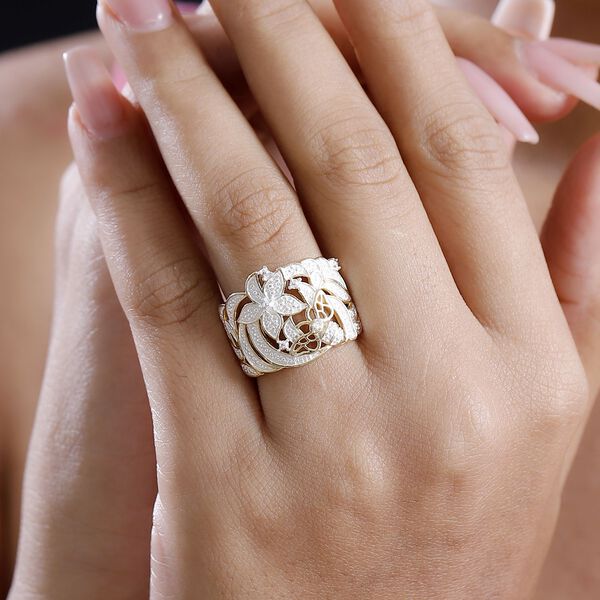 Weißer Diamant Ring Messing (Größe 21.00) image number 3