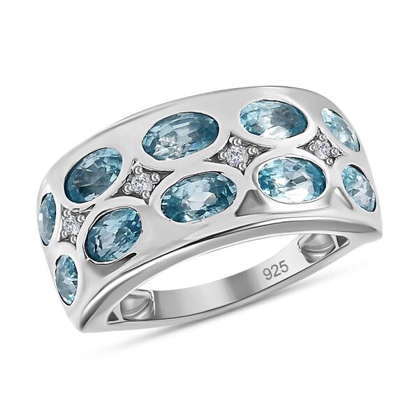 Kambodschanischer blauer und wei&szlig;er Zirkon-Ring - 3,73 ct. image number 3