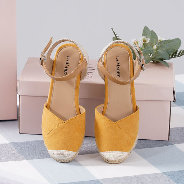 LA MAREY: Espadrilles mit Keilabsatz, Gelb  image number 4