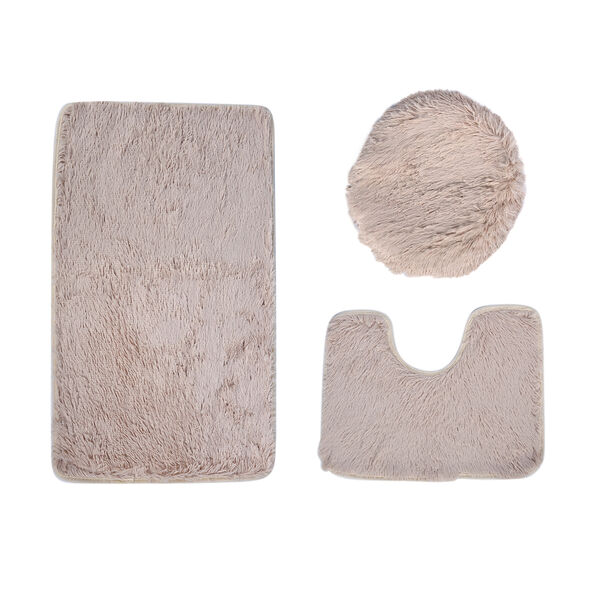 3er-Set Bad-Kollektion, extra weicher Duschvorleger 50x80 cm, WC-Vorleger 40x50 cm, WC-Deckel, Elfenbein image number 2