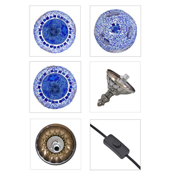 Handgefertigte orientalische Mosaikglas Tischlampe - Wassertropfen Form, Größe 15x55 cm, Blau image number 6