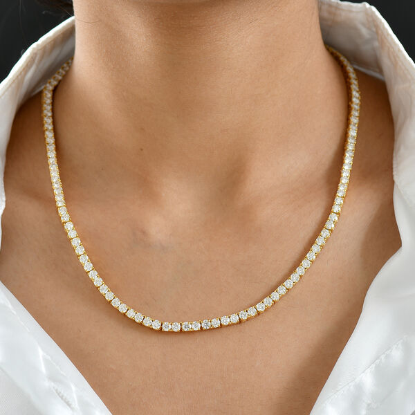 D'Joy Moissanit Halskette ca. 45 cm 925 Silber 750 Gelbgold Vermeil ca. 18.72 ct image number 2