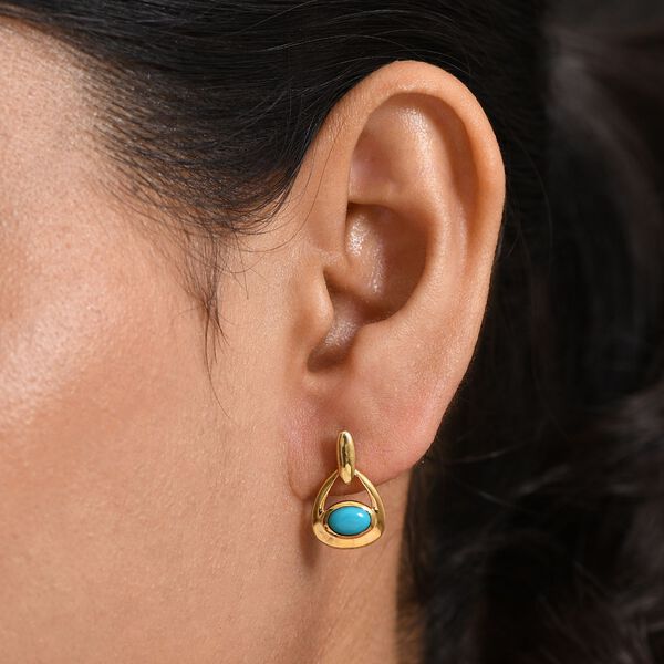 D'Joy Sleeping Beauty T&uuml;rkis Ohrringe 925 Silber 750 Gelb Vergoldet ca. 0.89 ct image number 2