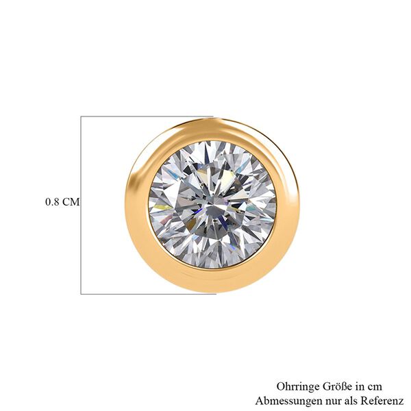 Moissanit Ohrringe, 925 Silber 750 Gelbgold Vermeil - 0,88 ct. image number 6