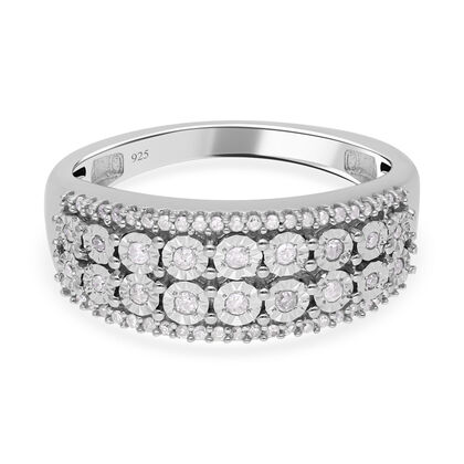 Wei&szlig;er Diamant Ring, 925 Silber platiniert (Gr&ouml;&szlig;e 19.00) ca. 0.33 ct