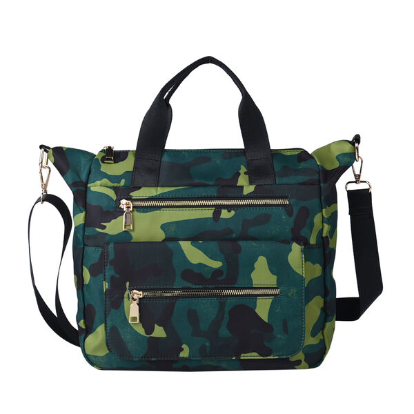 Tarnmuster Schultertasche f&uuml;r Damen, Gr&ouml;&szlig;e 32x12x25 cm, Gr&uuml;n