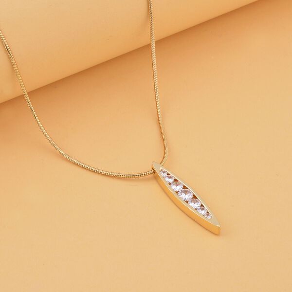 Weiße Zirkonia Halskette, ca. 70 cm, goldfarben image number 2