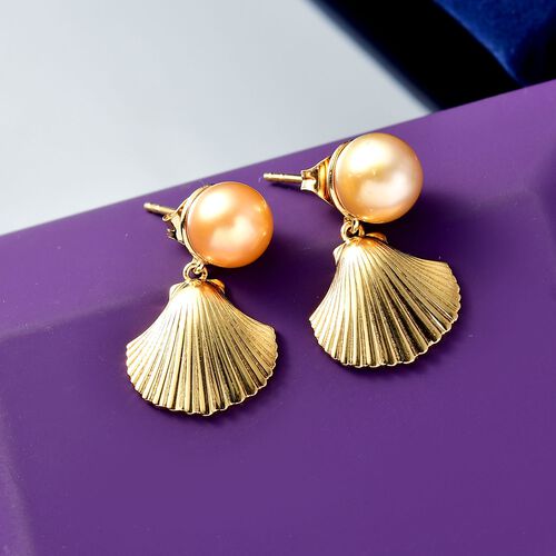 D’joy AA Goldene Südsee Perle Ohrringe 925 Silber 750 Gelbgold Vermeil image number 1