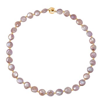 11-12mm lila S&uuml;&szlig;wasserperlen-Halskette, 50cm - 170 ct.
