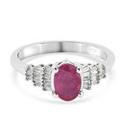 Fissure gefüllt Rubin und Diamant Ring 925 Silber platiniert (Größe 16.00) ca. 1,41 ct