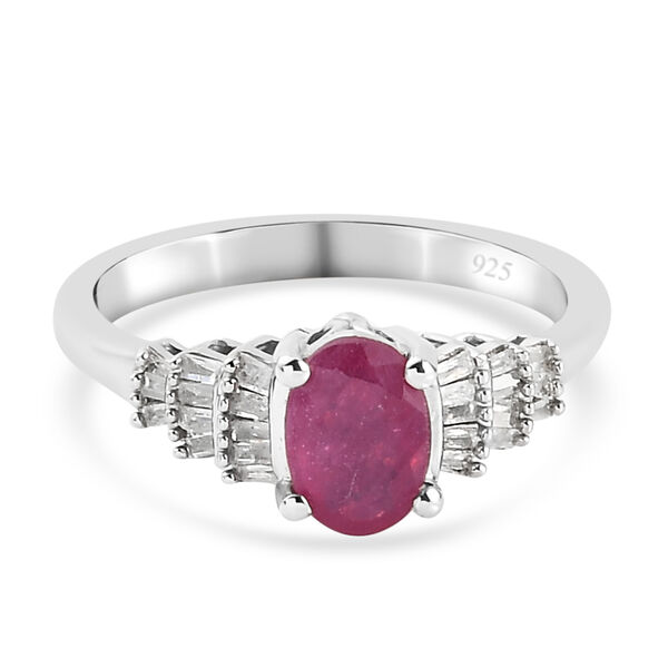 Fissure gef&uuml;llt Rubin und Diamant Ring 925 Silber platiniert  ca. 1,41 ct