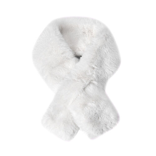Damen Winterschal im Kreuzdesign aus Kunstfell, Weiß image number 0