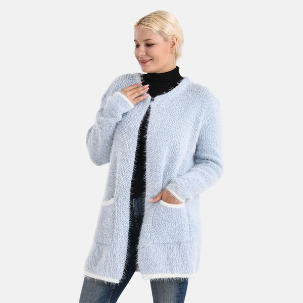 Trendiger Winter-Cardigan mit Taschen, One Size, Blau image number 3