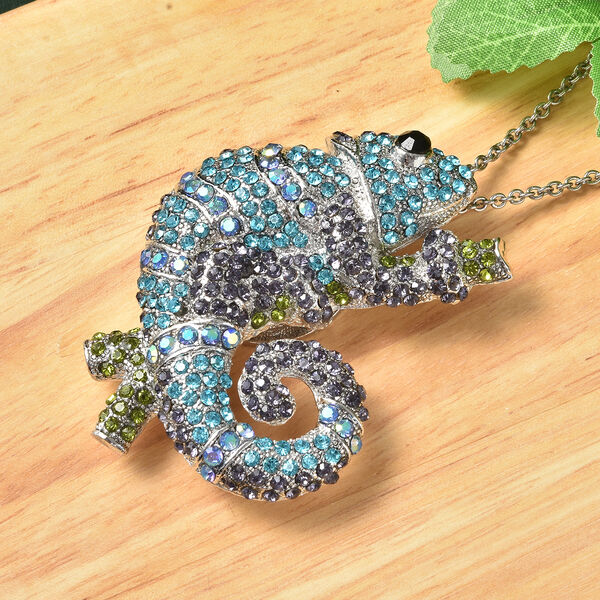 Mehrfarbige Cham&auml;leon-Kristall-Brosche/Anh&auml;nger mit 60 cm Kette image number 3