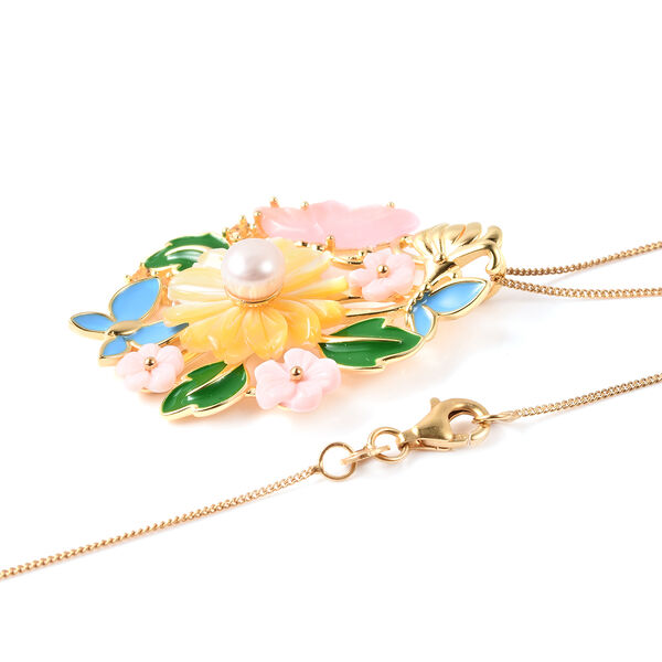 JARDIN-KOLLEKTION Blumen Anhänger mit Kette ca. 45 cm 925 Silber-Vergoldet image number 4