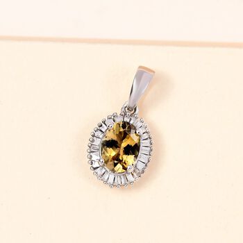 AA nat&uuml;rlicher goldener Tansanit und Diamant-Anh&auml;nger - 0,99 ct.