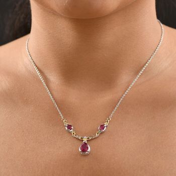 AA Afrikanische Rubin und Zirkon Halskette, 45 cm - 3,34 ct.