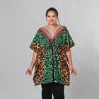 V-Ausschnitt bedruckter Kaftan, Einheitsgr&ouml;&szlig;e Gr&uuml;n