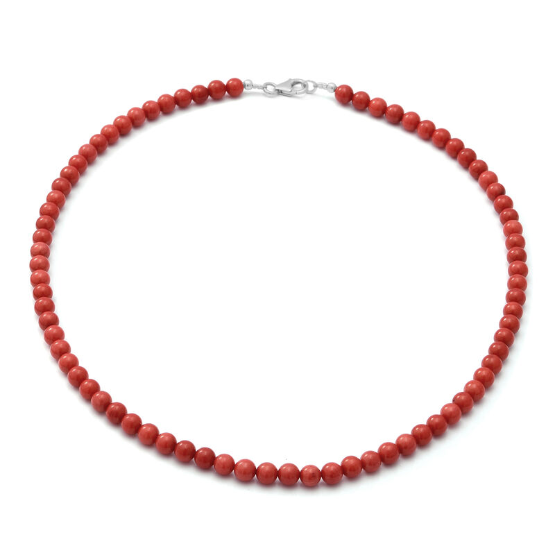 Rote Korallen Halskette ca. 45 cm lange 925 Silber ca. 80.75 ct image number 0