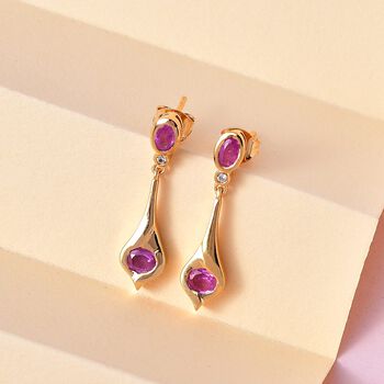 Ilakaka Rosa Saphir und Zirkon Ohrh&auml;nger - 1,71 ct.