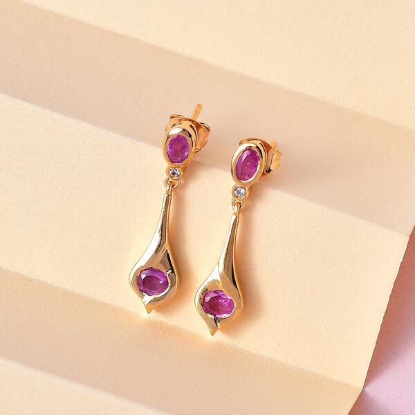 Ilakaka Rosa Saphir und Zirkon Ohrh&auml;nger - 1,71 ct. image number 1