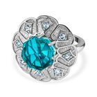 GP Bella Italia Kollektion - Capri Blauer Quartz, schweizer Blautopas Ring, 925 Silber platiniert (Gr&ouml;&szlig;e 18.00) ca. 7.47 ct