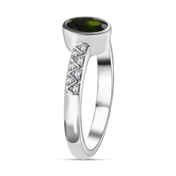 Nat&uuml;rlicher Chromdiopsid, Wei&szlig;er Zirkon Ring, 925 Silber platiniert, (Gr&ouml;&szlig;e 18.00), ca. 0.90 ct image number 5
