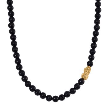 Shungit Pixiu Halskette ca. 50 cm 925 Silber vergoldet ca. 300, 300.00 ct