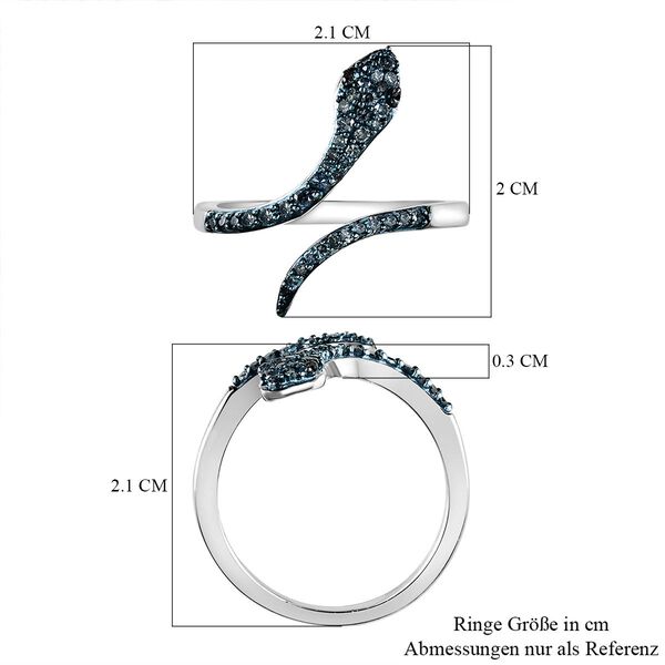 Blauer Diamant-Schlange-Ring, 925 Silber platiniert, 0,25 ct. image number 7