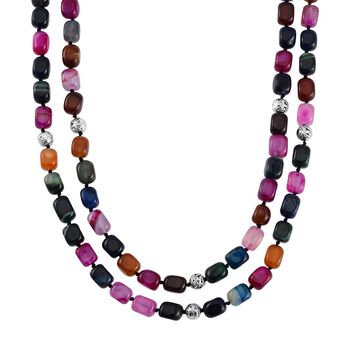 Mehrfarbiger Achat Halskette ca. 50 cm Legierung ca. 600.00 ct