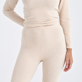 LA MAREY Signature - 2 teiliges Loungewear-Set mit 20% Seide und Kaschmir Proteinfaser eingereichert, Beige, Gr&ouml;&szlig;e XL