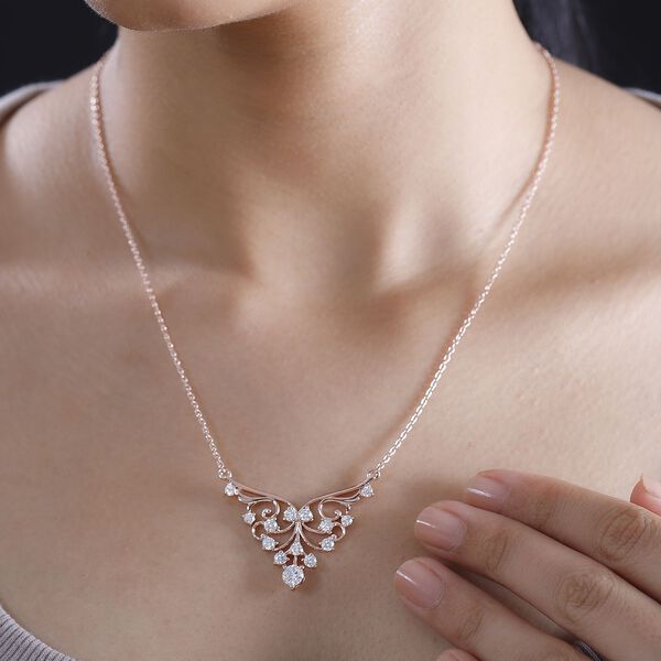 Moissanit Halskette ca. 45 cm 925 Silber 750 Ros&eacute;gold Vermeil ca. 1.74 ct image number 3