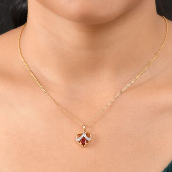 D'Joy AA mexikanischer Kirschfeuer-Opal und Zirkon zweifarbiger Anh&auml;nger - 0,66 ct.