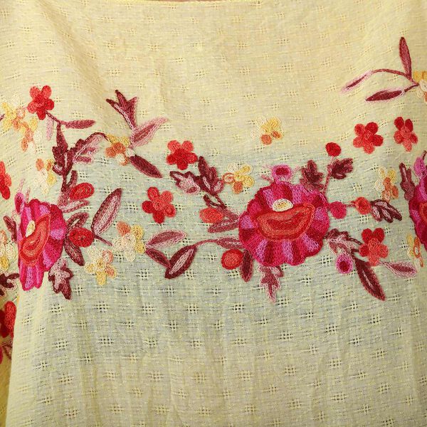 T-Shirt mit Blumen-Stickerei, Gelb, Einheitsgröße image number 4
