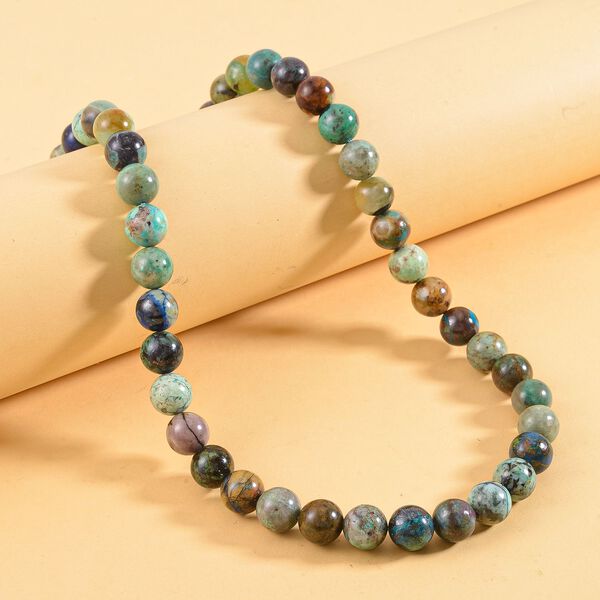 AAA Chrysokoll, Roter Granat Halskette ca. 50 cm 925 Silber rhodiniert ca. 388.09 ct image number 2