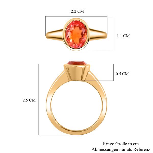 Padparadscha Quarz Triplette Ring 925 Silber 750 Gelbgold Vermeil (Gr&ouml;&szlig;e 17.00) ca. 2,02 ct image number 7